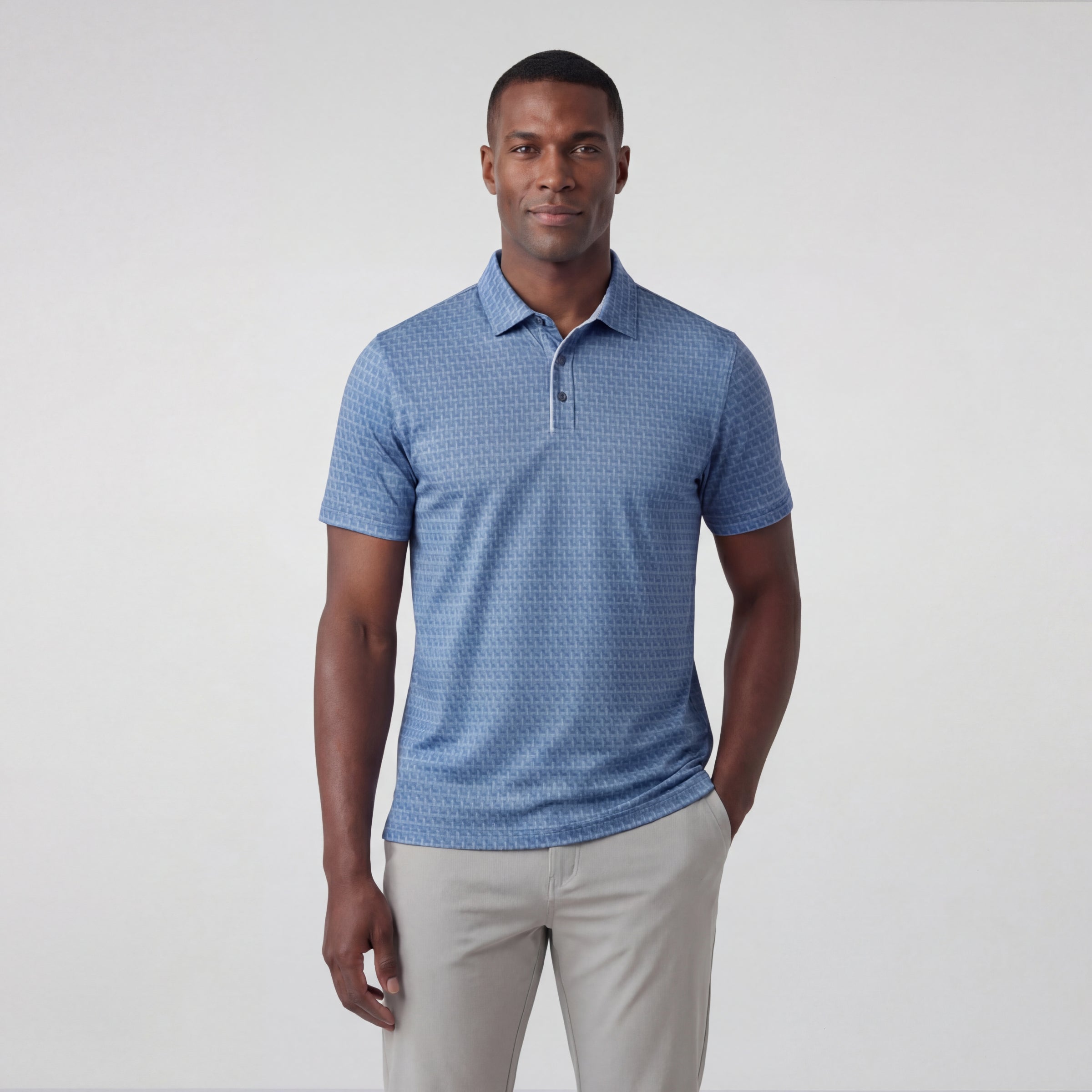 Polo de performance Clubhouse – Motif quadrillé Bering Sea