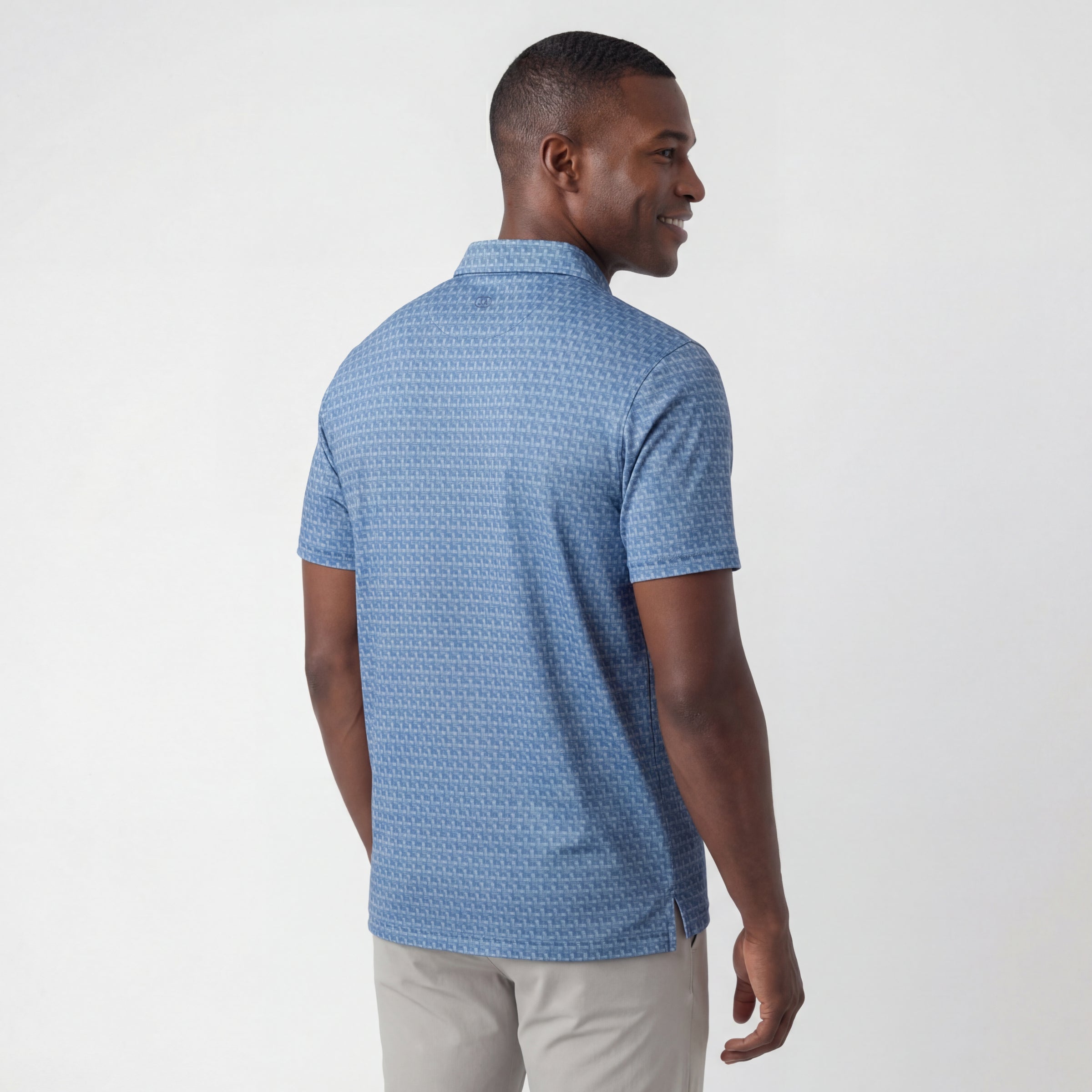 Polo de performance Clubhouse – Motif quadrillé Bering Sea