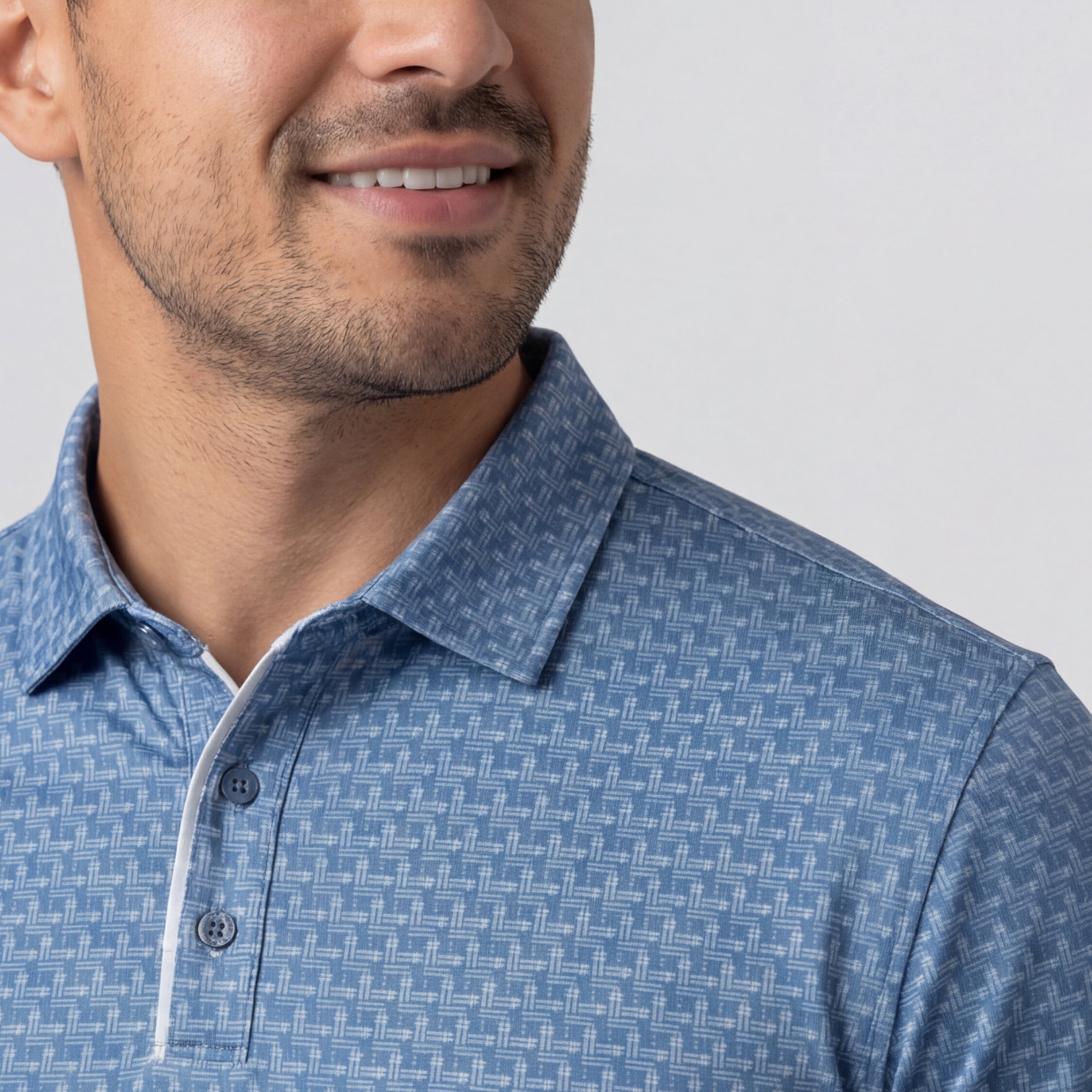 Polo de performance Clubhouse – Motif quadrillé Bering Sea