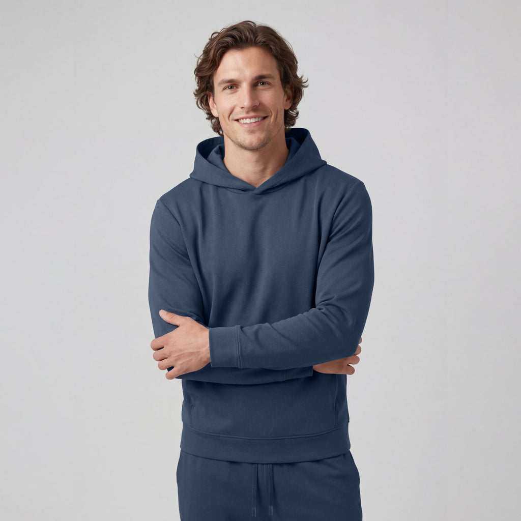 Sweat à capuche coupe décontractée - Bleu océan