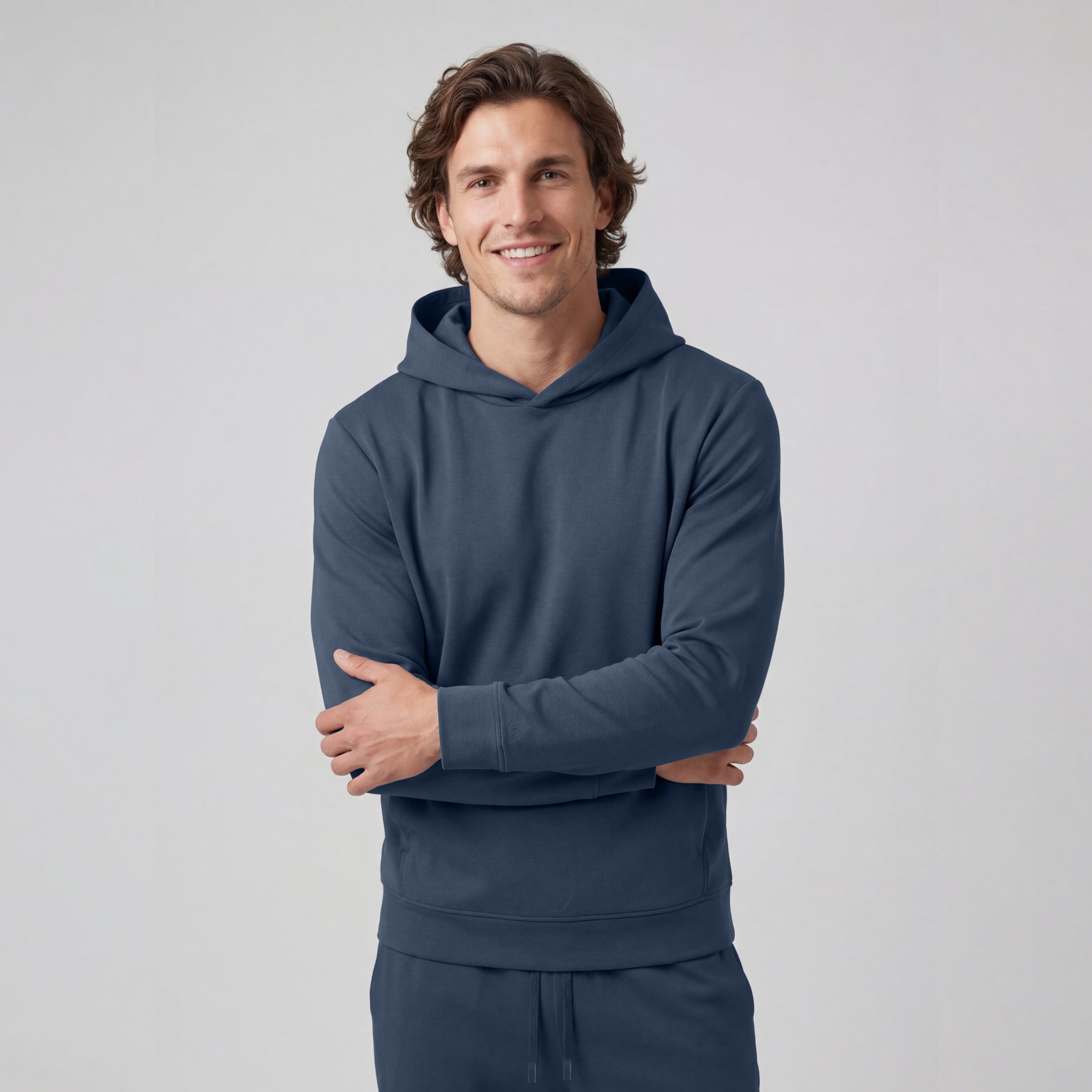 Sweat à capuche coupe décontractée - Bleu océan