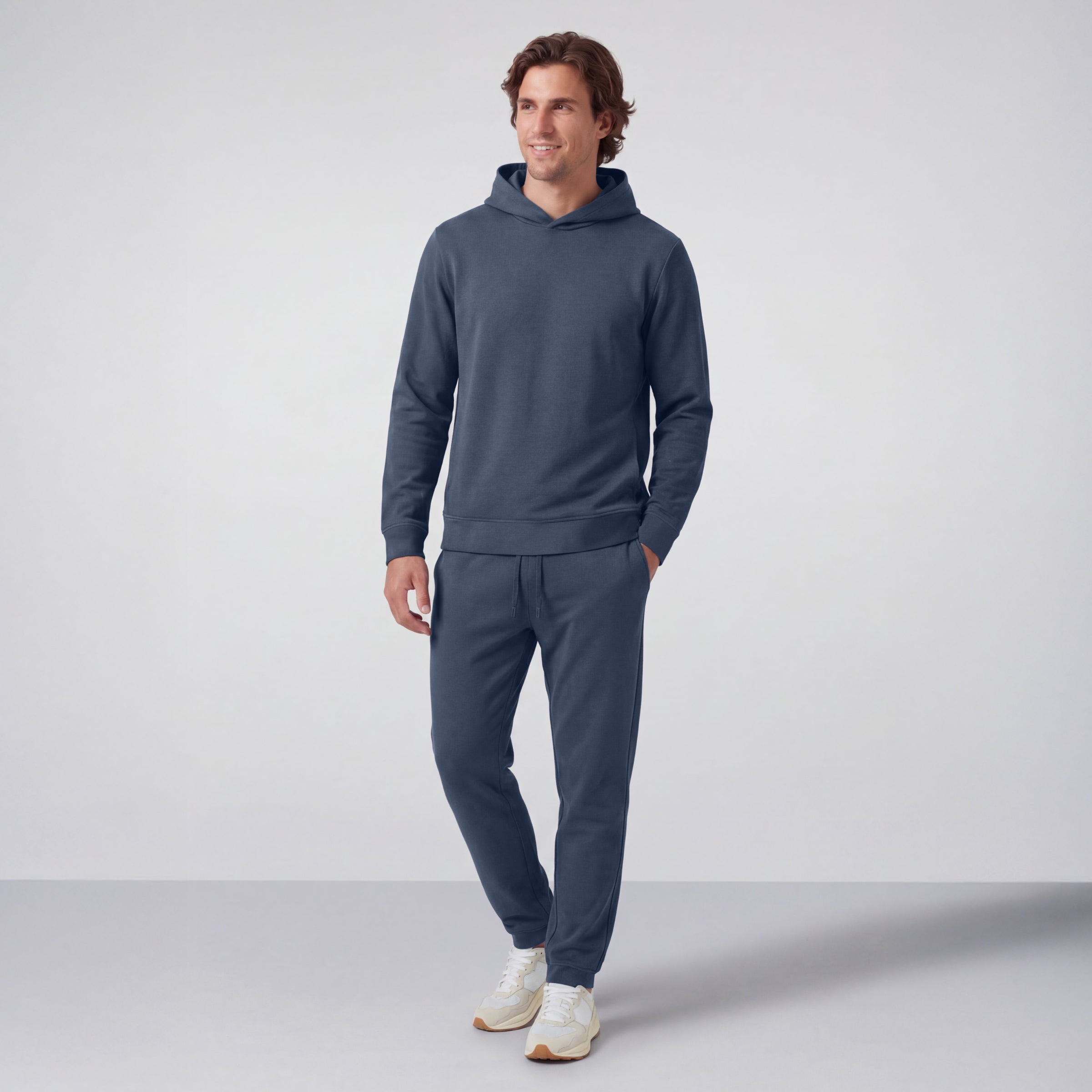 Sweat à capuche coupe décontractée - Bleu océan