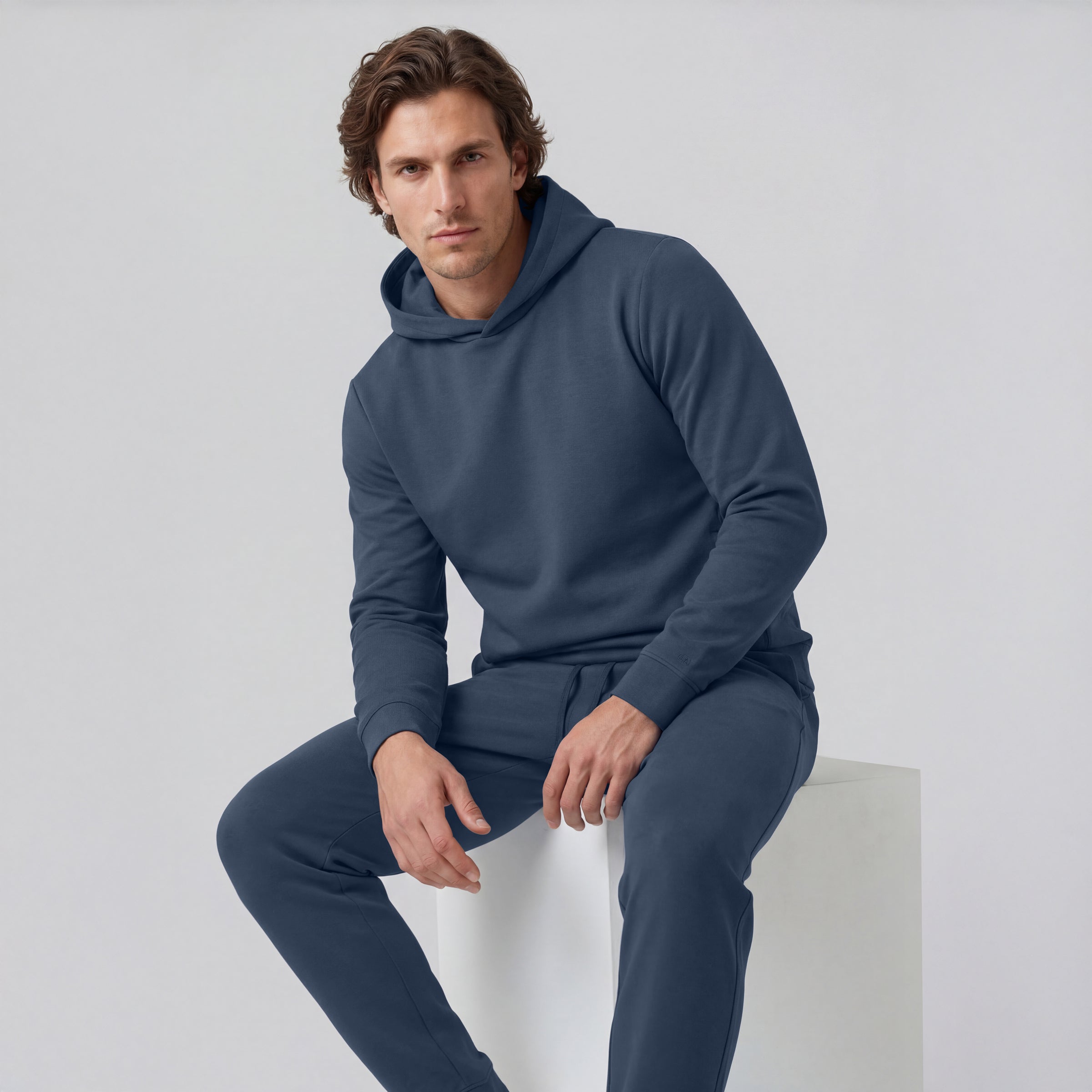 Sweat à capuche coupe décontractée - Bleu océan