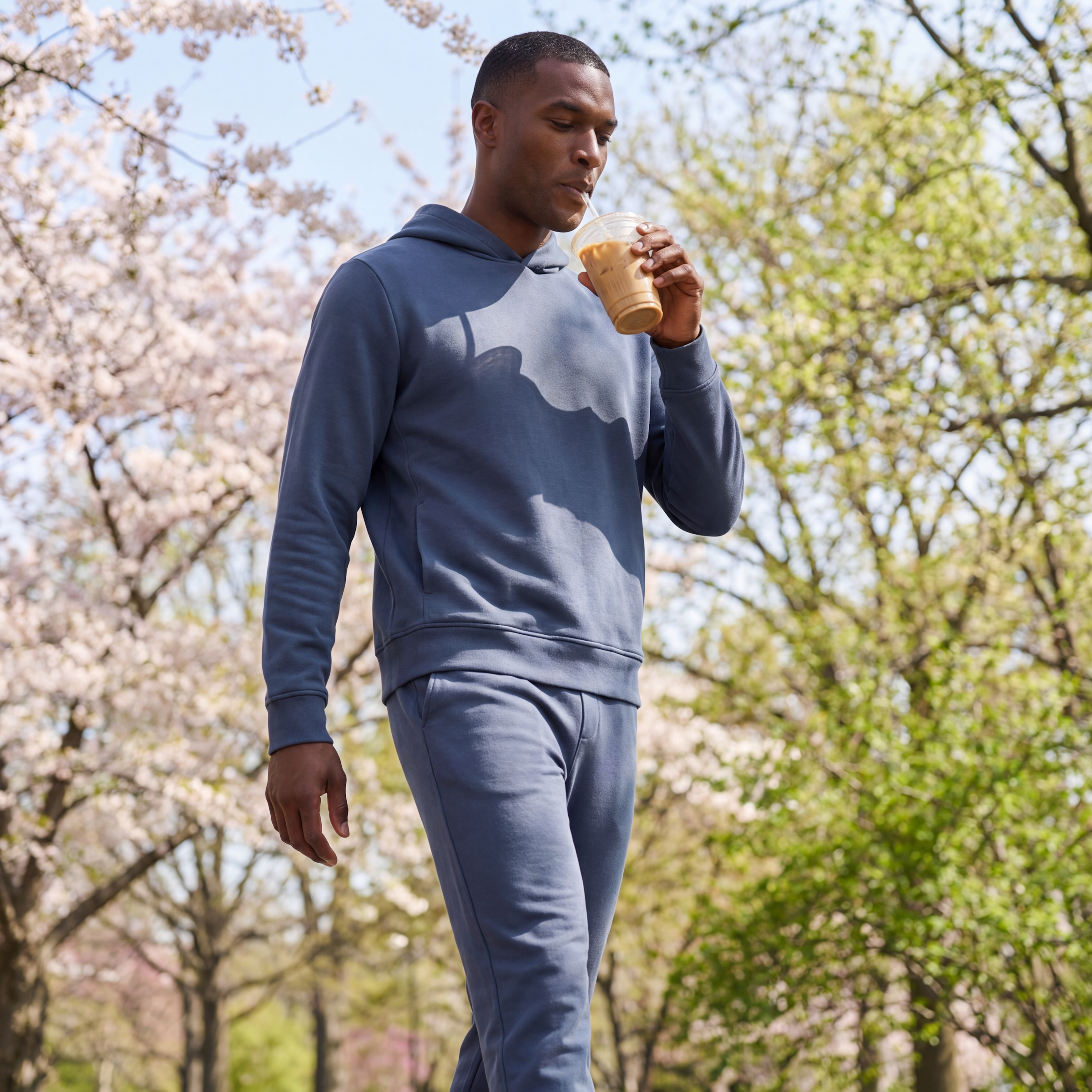 Sweat à capuche coupe décontractée - Bleu océan